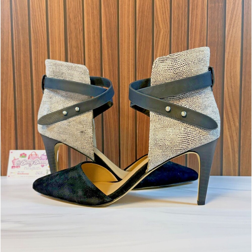 Joe’s Jeans Women's Laney Wrap Suede Heels Black White (Size 7.5)